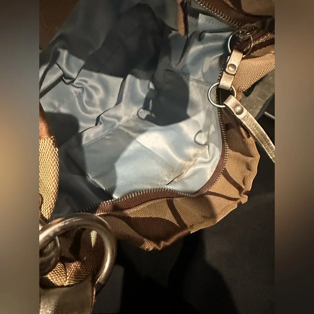 Coach Tan and Cream Carly Signature Hobo Bag